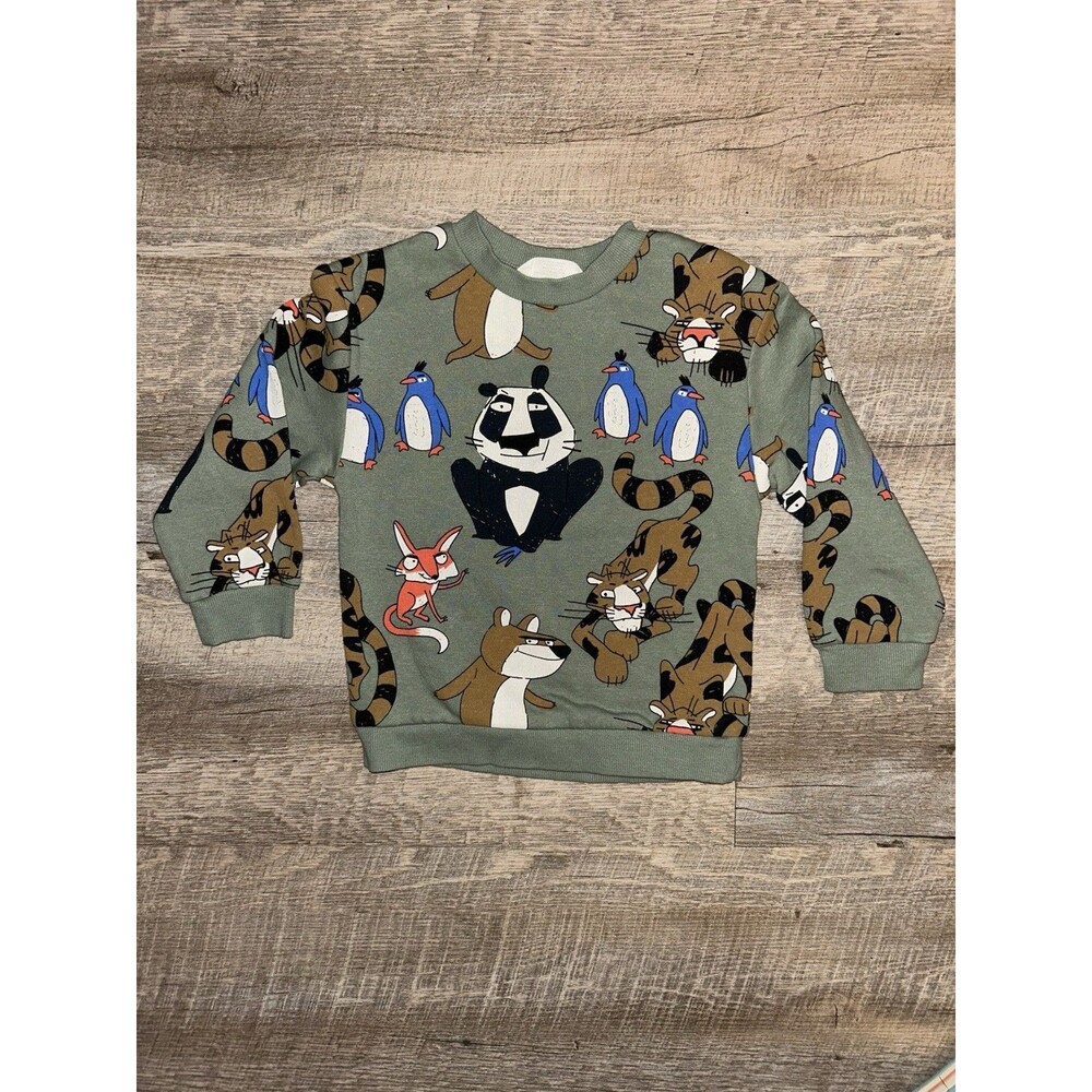HM Toddler Boys Girls Green Jungle Animal Crewneck Sweatshirt Size 3T 4T 98/104